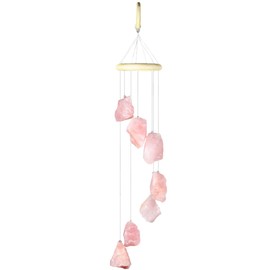 Nupuyai Rose Quartz Crystal Rough Stone Wind Chimes Window Decoration Hanging Decoration for Garden Patio Balcony Backyard and Home Decoration