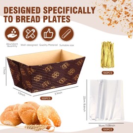 Sabary 100 Pcs Mini Disposable Paper Loaf Pan with Clear Plastic Bread Bags, 3.1 x 1.5 x 1.7 Inch