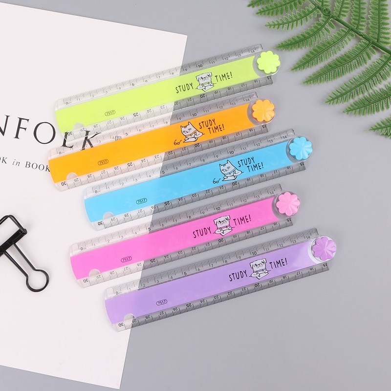 30cm Korean Folding Ruler Plastic Drawing School Stationery Students Kids