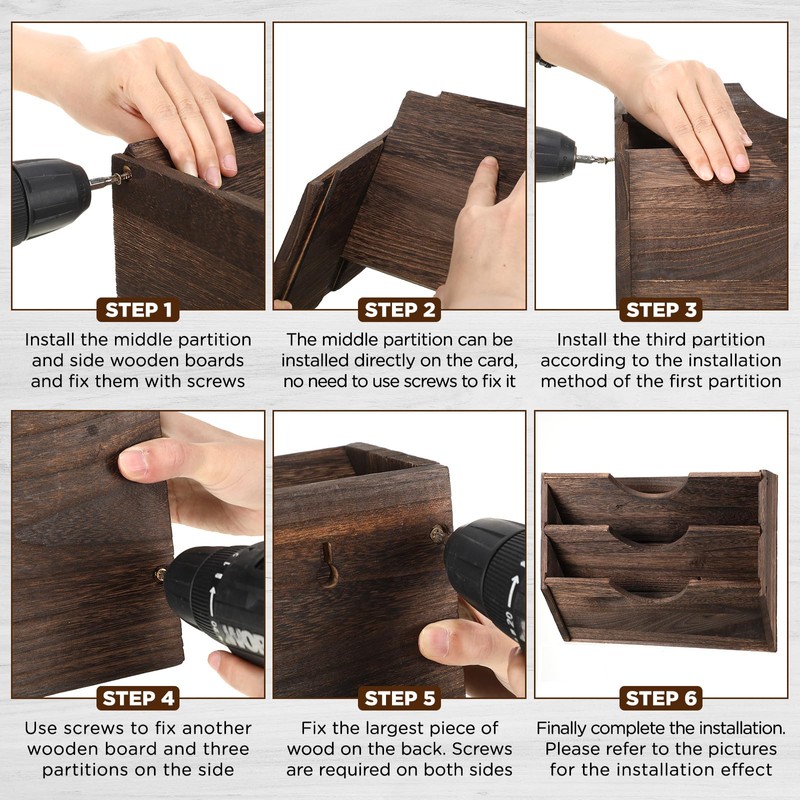 RattanView 3 Wall Wood File Organizer Hanging File Organizer for