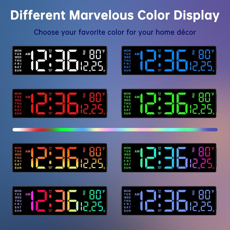 Soobest 14.2" Large Display Digital Wall Clock with Date Day