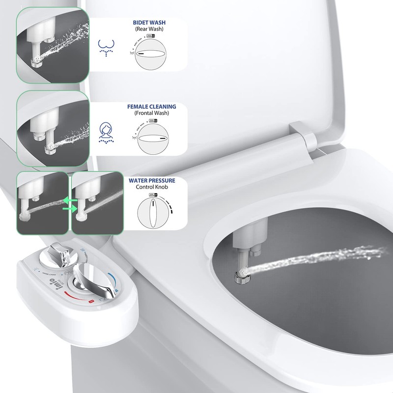 imio BD186 Non-Electric Bidet Attachment Adjustable Water Pressure and Self