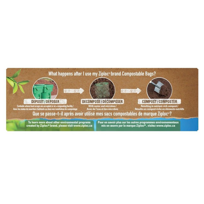 Ziploc Compostable Snack and Sandwich Bags for On-the-Go Freshness, 20