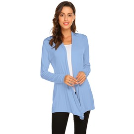 Newchoice Women's Summer Lightweight Cardigan Long Sleeve Soft Drape Open Front Cardigan Casual Loose Kimono Coverups (New-Baby Blue, S)