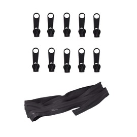 Mandala Crafts Black Plastic Zipper Tape by The Yard #10 with Pulls - 5 Yds Long Zipper by The Yard #10 Zipper Roll for Sewing Upholstery - Continuous Zipper Chain #10