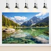 Mountain Lake Aquarium Background Pine Trees Ldyllic Landscape Fish Tank