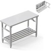 Folding Stainless Steel Table 20X45 Inches for Camping Maintenance Room