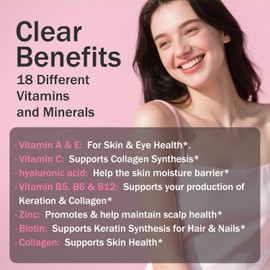 Hair Skin and Nails Gummies-Hair Growth Vitamins-Vegan biotin Vitamins for Women & Men Supplement Supports Healthy Hair & Skin| Non-GMO & Gluten Free Supplement (30)