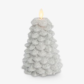 Luminara Glitter Flameless Candle North Tree (Silver, 3.8" x 6")