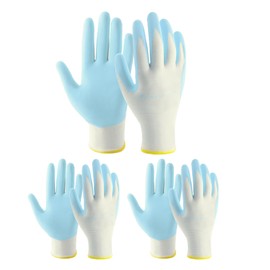 HANDLANDY 3 Pairs Garden Gloves for Women Latex Free, Breathable Nitrile Coated Small Gardening Gloves Yard Work Gloves (Blue, S)