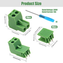 YIXISI 40 Pairs PCB Mount Screw Terminal Block Pluggable, 5.08 mm 2 Pin PCB Terminal Block Plug, Screw Terminal Block Connector, for Circuit Board (Right Angle)