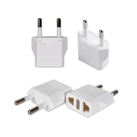Farsa Life Pack of 4 European Unidapt Plug Adapter US to Europe Adapter Type C Outlet for America USA Italy Spain Germany France EU in White Color