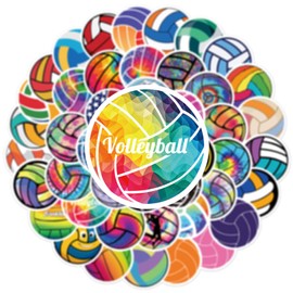 Volleyball Stickers,50 PCS Volleyball Graffiti Vinyl Waterproof Decals for Water Bottles Computer Bicycle Skateboard Luggage Phone Pad Laptop Kids Teens Stickers Pack