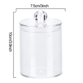 Cotton Buds Storage, Transparent Round Cotton Buds Case Made of Acrylic, Cotton Buds Holder, Storage Container Organiser with Lid for Make-Up Home Office Bathroom