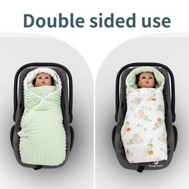 Miracle Baby Swaddling Blanket Baby Seat Winter Cotton Reversible Blanket Universal Cuddly Blanket 90 x 90 cm for Baby Seat Pushchair with 3 Point Strap Holes