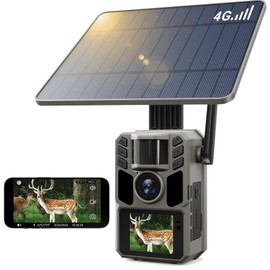 FKPCAM Solar Cellular Trail Camera with 7500mAh Rechargeable Battery for Uninterrupted Power – 4G LTE Game Camera, High-Efficiency Solar Panel, 48MP Photos and 4K Video