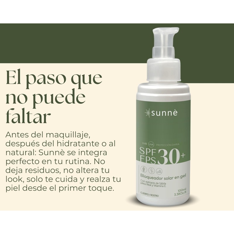 Sunnè Bloqueador Solar Facial en Gel FPS 30 – Protector