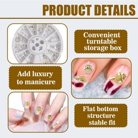 EIROVYA 2 Sets Ocean Charms Nails, Nail Charms, Stones for Nails, Nail Charms Gold, Nail Charms Silver