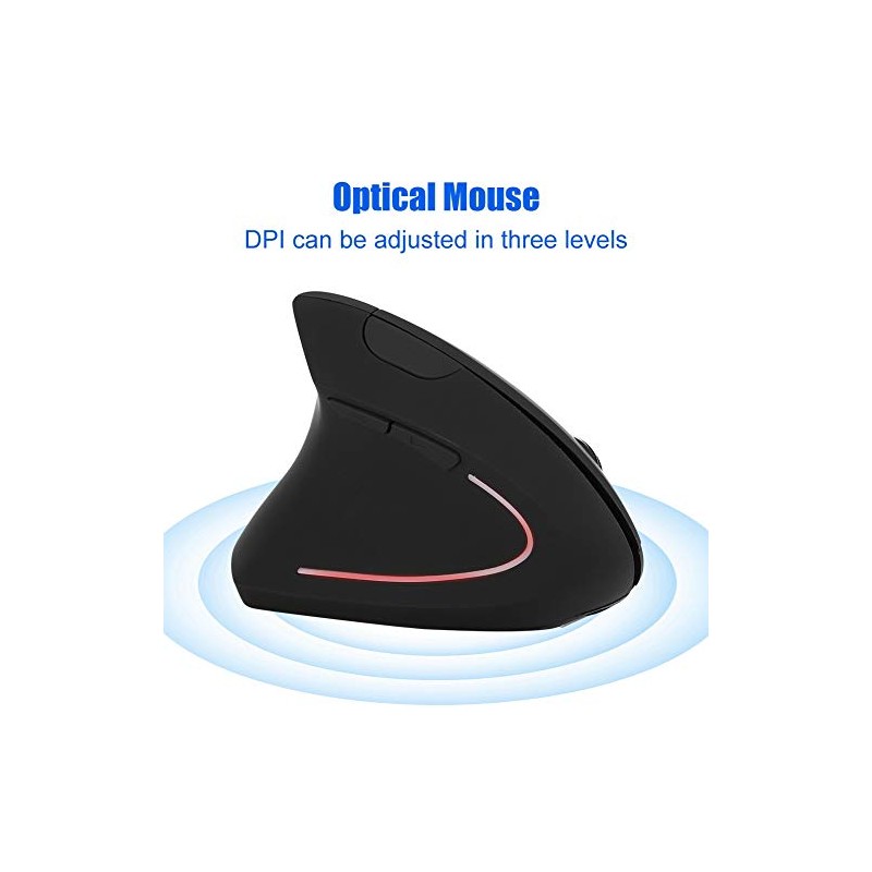 HEITIGN Ratón Vertical Inalámbrico Óptico para Zurdos Negro 2000dpi USB