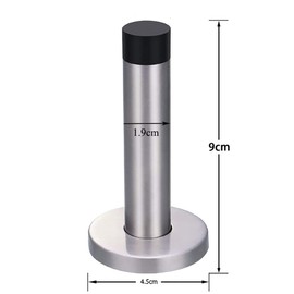 Stainless Steel Door Stopper, Wall Mounted Doorstop with Rubber Buffer Bumper, 90mm Long Door Stop for Bedroom Home Office, Pack of 2