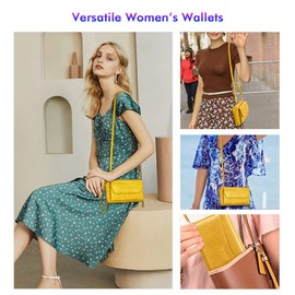 nuoku Womens RFID Wallet Purse Wristlet Crossbody Clutch with Zip Around 2 Strap, Yellow