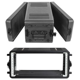 ROOMEDAL Rack Case, 4U Rack Case Shallow 12" Depth, 19" Rackmount Flight Cases, Durable HDPE Watertight Dust-Proof 4U Shock Mount Racks with Microphone Compartments