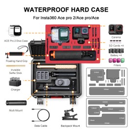 STARTRC VCR Hard Case for Insta360 ACE Pro 2, Double Layers IP67 Waterproof Shockproof Large Capacity Carrying Compatible for Insta 360 ACE Pro 2 Dive Case Accessories, Elegant Black