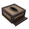 ABOOFAN Retro Style Bamboo Desktop Tissue Box Holder Multi Functional