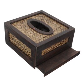 ABOOFAN Retro Style Bamboo Desktop Tissue Box Holder Multi Functional Napkin Storage Case for Home Car Bedroom Bathroom Stylish Convenient Design