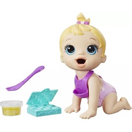 Baby Alive Lil Snacks 8" Baby Doll Blonde Hair Eats and Poops, Snack Box Mold