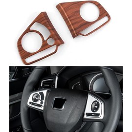 ANUNFRRE Car Accessories Fit for Honda CRV CR-V 2017-2021 & Fit for Honda Civic 10th Gen 2016-2021 ABS Wood Grain Inner Button Sticker Frame Cover Trims (High Configuration Version) 2PCS
