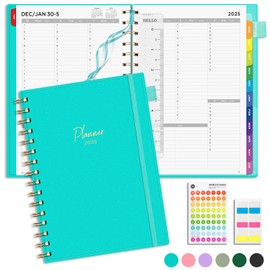 EMSHOI 2025 Appointment Book, 30-Minute, A5 Weekly and Monthly Planner, Daily Hourly Planner, Spiral, PVC Cover, Note Pages, Monthly Tabs, 6" x 8.38", LightBlue (Note: Wed was misspelled as Web)