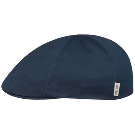 Stetson Texas Hertford Flat Cap - Plain Hat - Cotton Peaked Cap with UV Protection 40+ - Made in EU - Men - Spring/Summer, darkblue