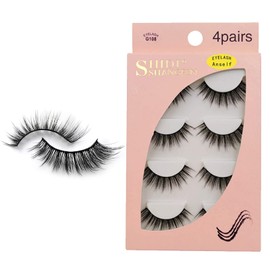 Anself False Eyelashes 4 Pairs 3D Imitation Mink Eyelashes Black Long Pure Hand-Made