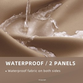 DIVA EN CAMINO DEC Outdoor Patio Curtain Waterproof Darkening Thermal Insulated Indoor Curtains for Bedroom, Porch, Living Room, Pergola, Cabana, W84 x L108, Camel Brown, Set of 2 Panels