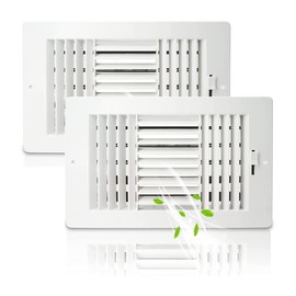 2 Pack Air Vent Cover Ceiling Register, FanGoFast Wall Vent 3-Way Plastic Sidewall Ceiling Vent Covers Inlet w/Manual Adjuster for Home, Office, Bathroom, Toilet (10x6 Inch-Duct Opening)