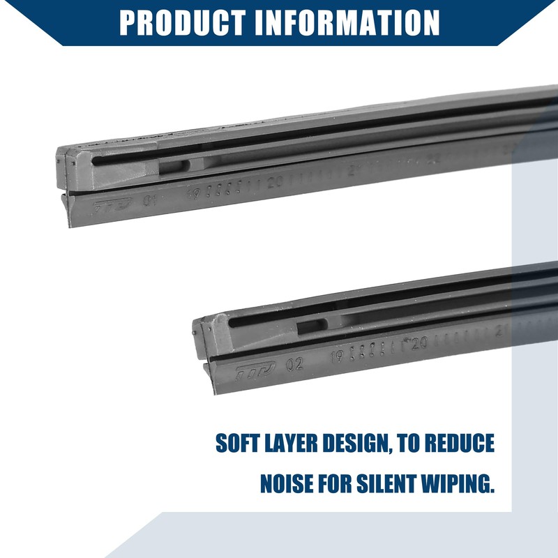 Hihaha 3 Section Rubber Windshield Wiper Blade Refills 650mm 26inch