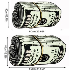 Money Rug, 100 Dollar Bill Rug, Thickened Imitation Cashmere Money Doormat with Non-Slip, Plush Shaggy Area Rug, Cool Rugs for Bedroom Front Door Living Room Home Decor (A,15.7″ * 23.6″)