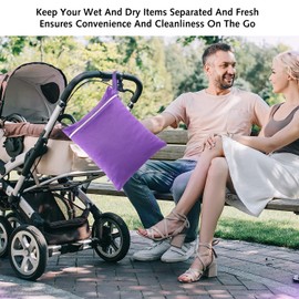 Luxiremi Wet Clothes Bag, Waterproof Reusable Portable Small Wet Bag, Washable Wet Bags for Swimming Camping Travel Gym Pool Beach for Storage Dry Or Wet Clothes (Purple)