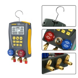 BELEY Refrigeration Digital Manifold HVAC System Gauge Set, High-Precision Vacuum Pressure Temperature Leakage Tester Dignostic Meter Kit for Testing Maintaining Air-Conditioner, Refrigerator