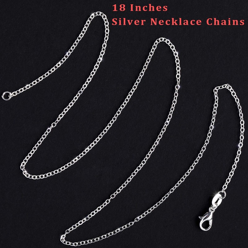 50 Pack Necklace Chains Bulk Silver Plated Cable Chain Pack
