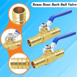 Brass Hose Barb Ball Valve Kit-2pcs 3/4'' Heater Hose Shut Off Valve with Stainless Steel Clamps-High Temperature Resistance Shut off PEX Ball Valve for Water, Oil, Gas, Fuel line Fittings