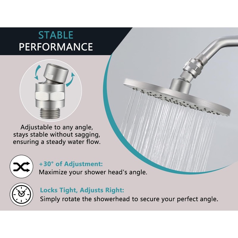 Shower Head Swivel Ball Adapter, Solid Brass Universal Angle Connector