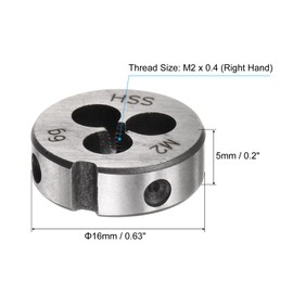 sourcing map Round Threading Dies, Metric M2 x 0.4 Thread (Right Hand), High Speed Steel (HSS) Screw Cutting Die Repair Tool