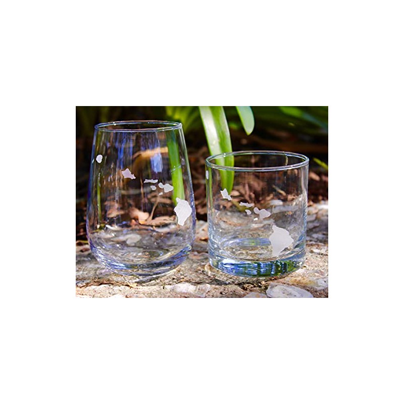 HullSpeed Designs Hawaiian Islands Map - Stemless Wine Glasses Set