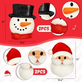 Christmas Cute Porch Light Cover Christmas Outdoor Decoration Flexible Light Cover for Porch Light and Garage Lights (Snowman, Santa, 4 Pcs)