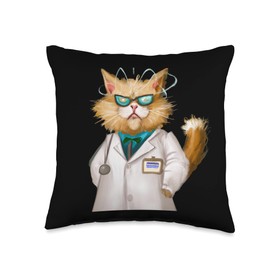 Mad Scientist Chemestry Biology Physics Cat Lover Stand Back I'm Going to Try Science tee-Funny Scientist Throw Pillow, 16x16, Multicolor