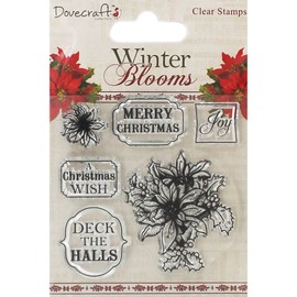 Dovecraft Christmas Winter Blooms Collection - Poinsettias Clear Stamps