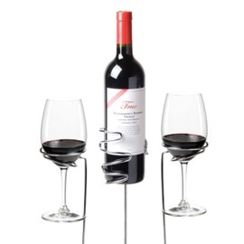 True Wine Glass & Bottle Holders Picnic Stix, Set of 3, Metallic