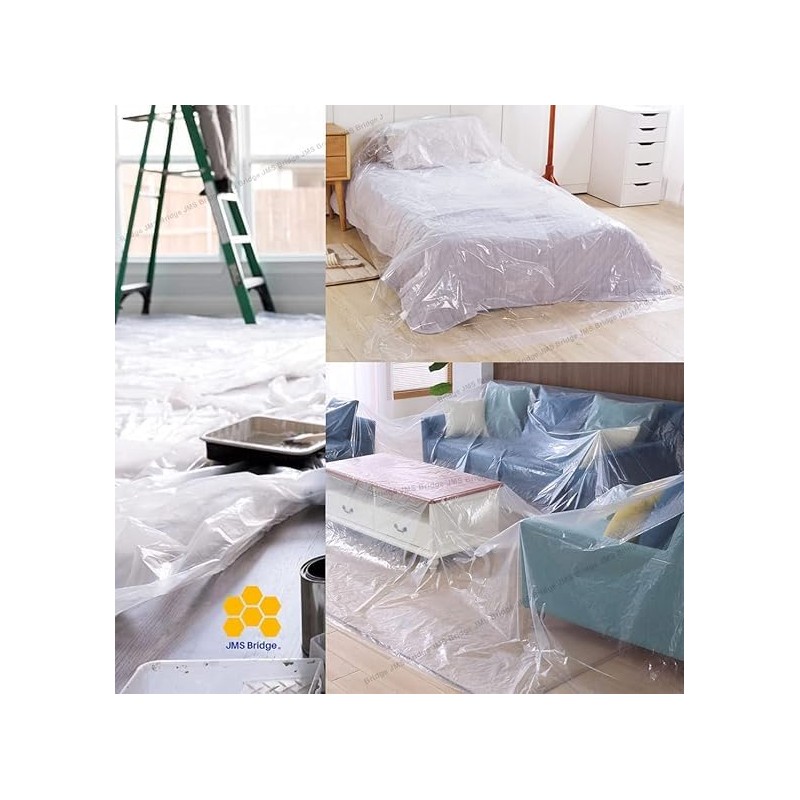 6 x Plastic Dust Sheets for Decorating 12ft x 9ft